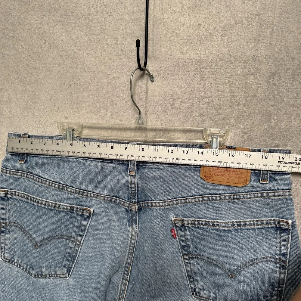 Levis 550 Jeans Mens 42x32 Blue Light Wash Relaxed Tapered‎ Denim Cotton vtg